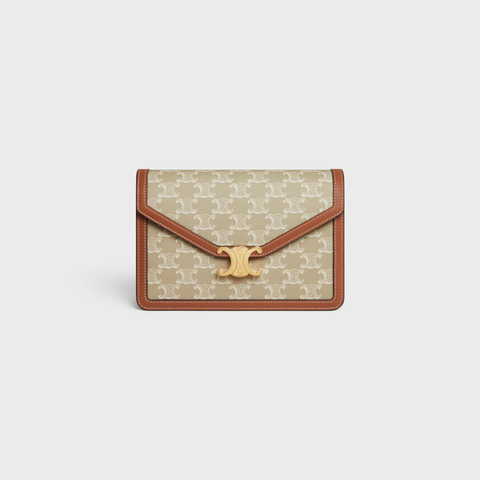 ENVELOPPE BAG IN TRIOMPHE CANVAS AND CALFSKIN GREGE - Image 1